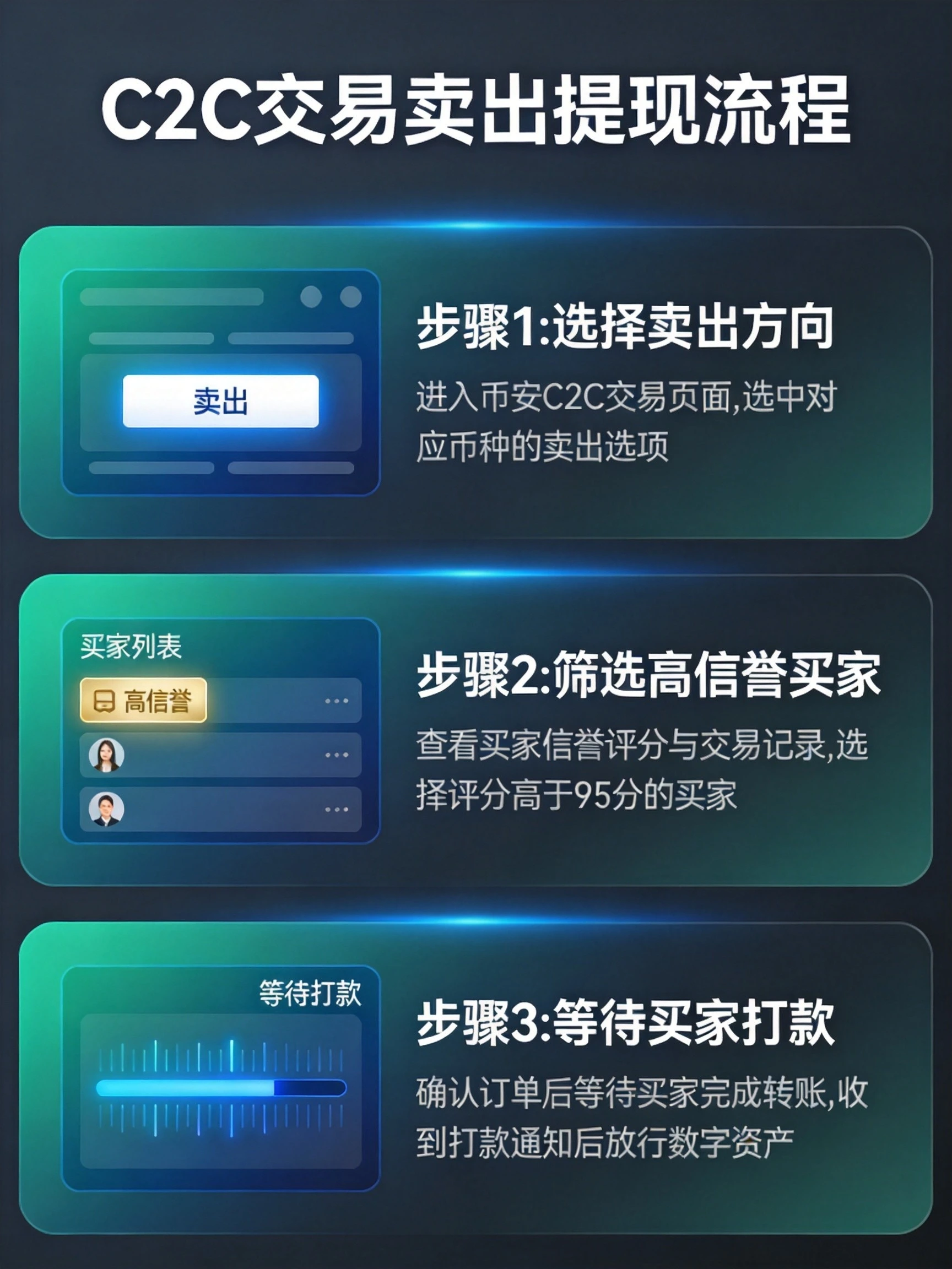 币安C2C交易卖出提现流程示意图 币安C2C交易卖出提现流程示意图