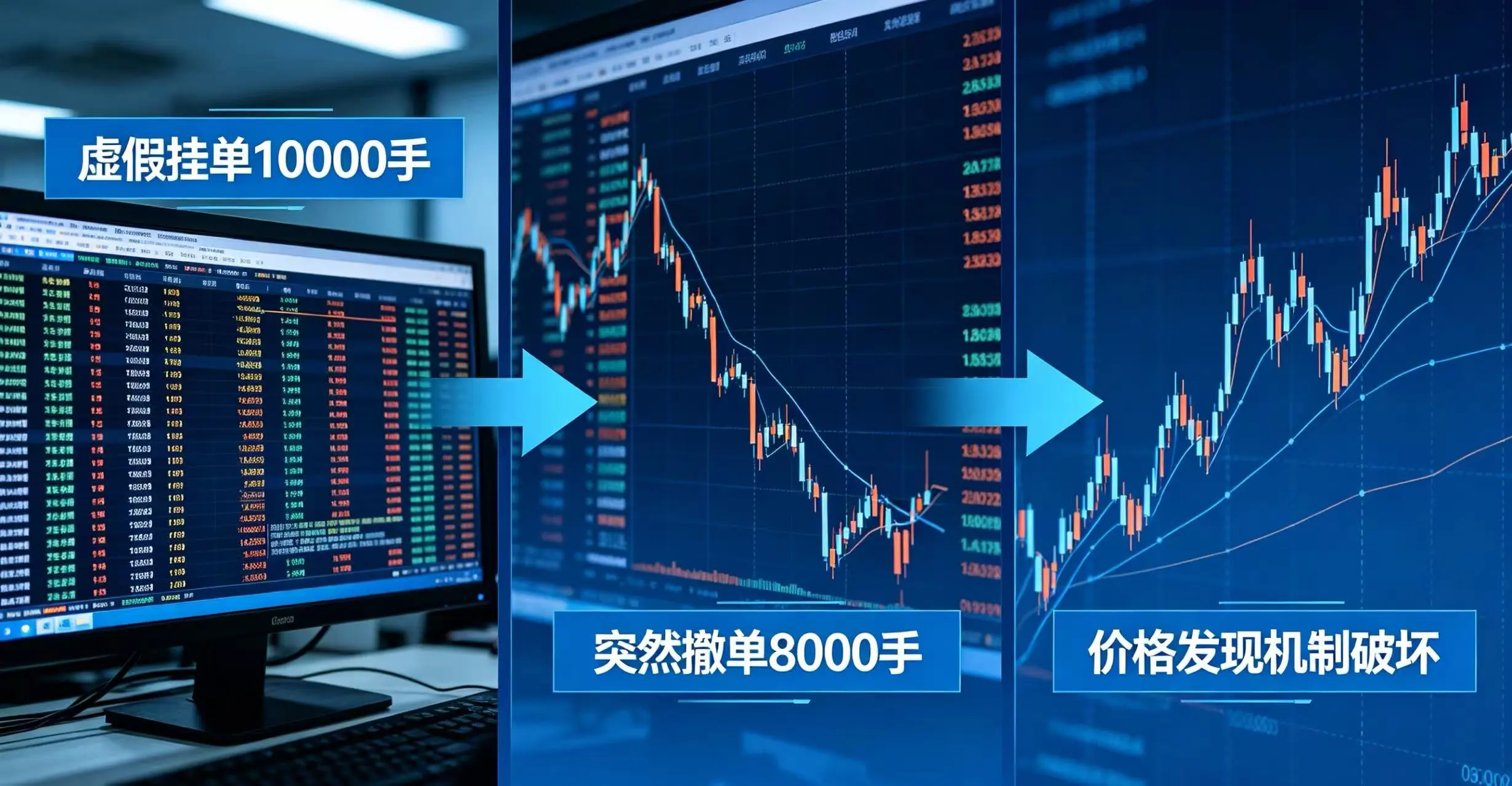 虚假挂单误导市场，大量挂单突然撤单破坏价格发现机制