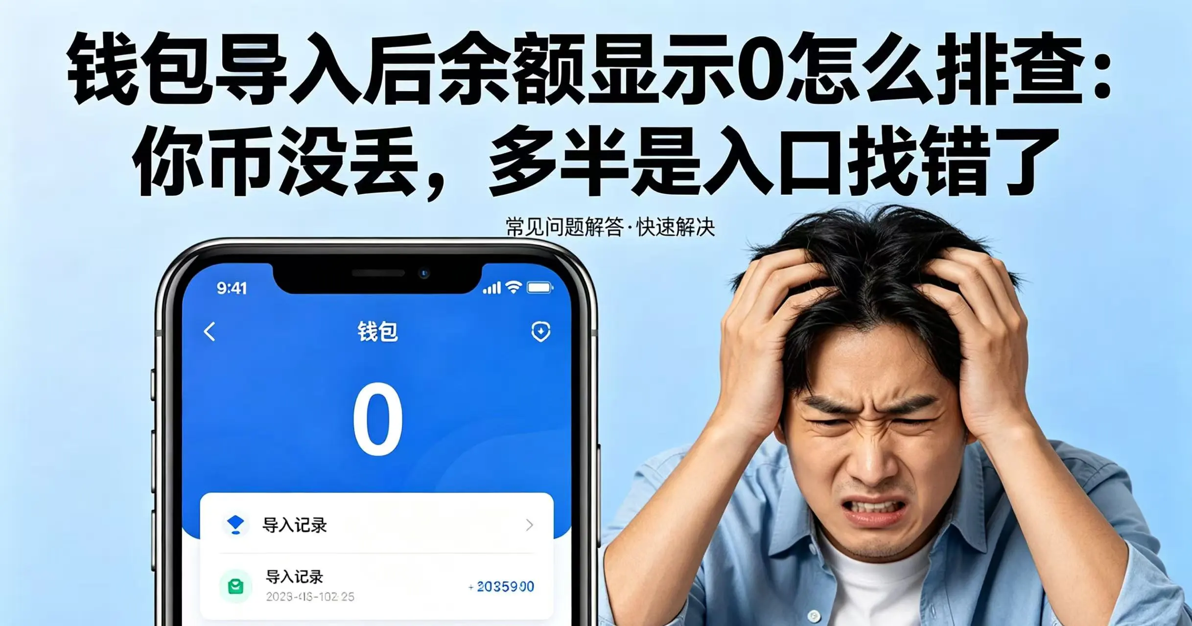 钱包导入后余额显示0怎么排查：你币没丢，多半是入口找错了