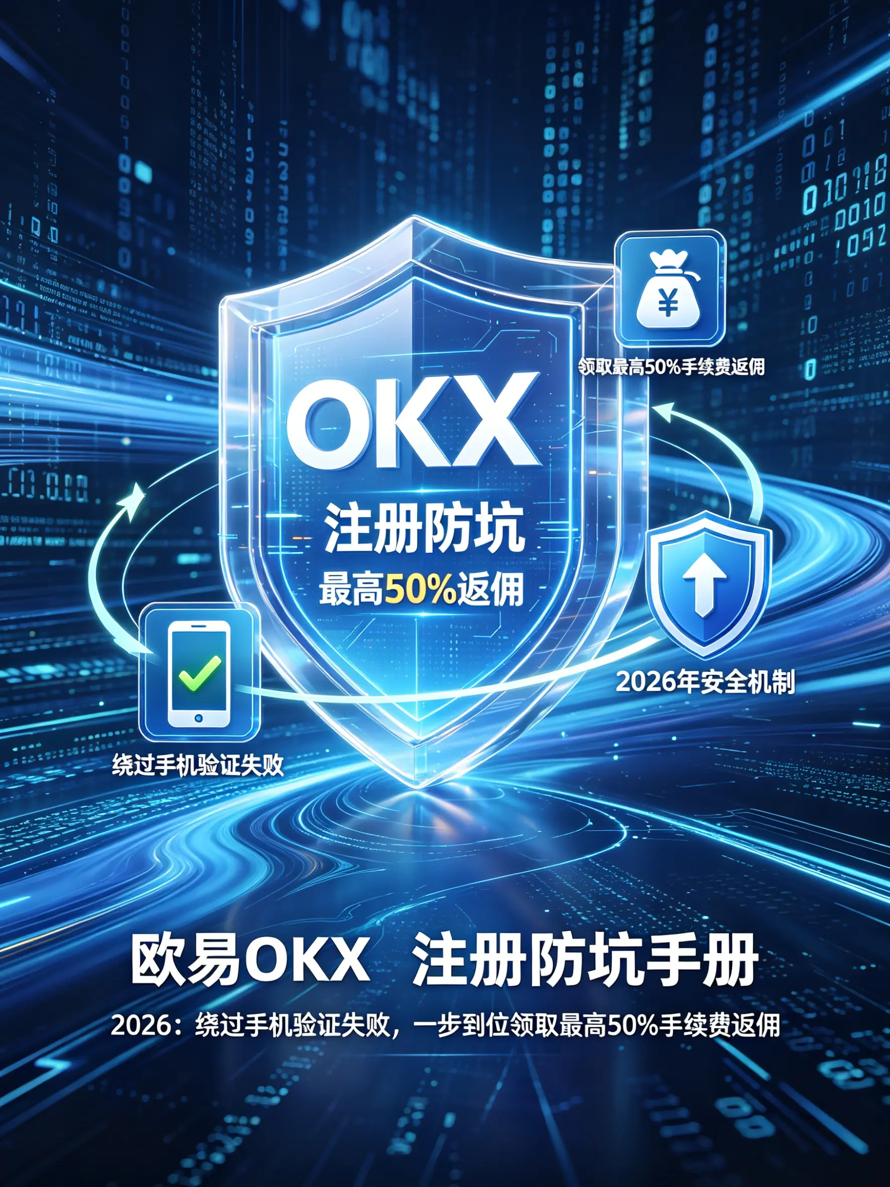 交易所注册防坑手册2026：绕过手机验证失败，一步到位领取最高50%手续费返佣