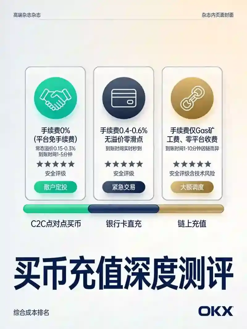 买币充值的三种方式深度测评：谁的手续费最低、到账最快？