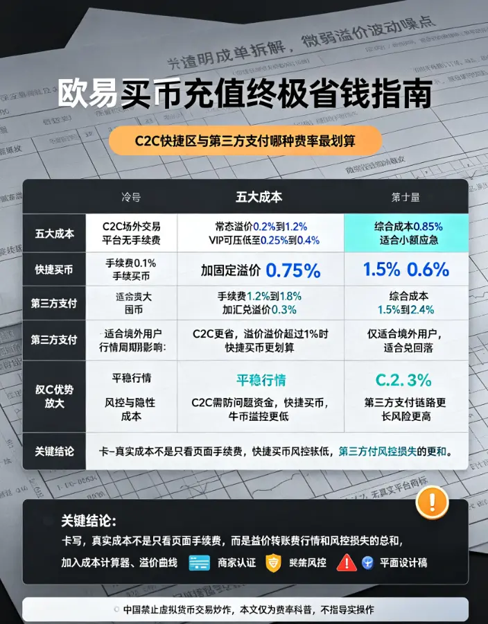 欧亿买币充值终极省钱指南：C2C、快捷区与第三方支付，哪种费率最划算？